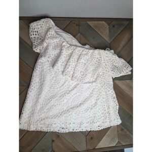 Lilly‎ Pulitzer One Shoulder Eyelet Top White Bouquet Eyelet Large